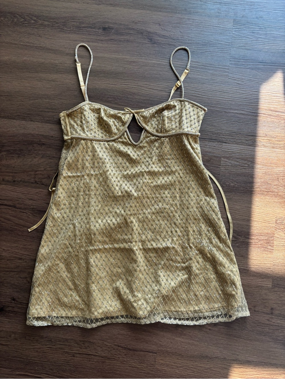 For Love and Lemons Glitter Slip Dress Gold - Picture 3 of 5